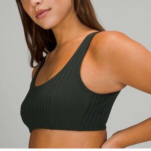lululemon athletica Ribbed Square-Neck swim Top in Rainforest green